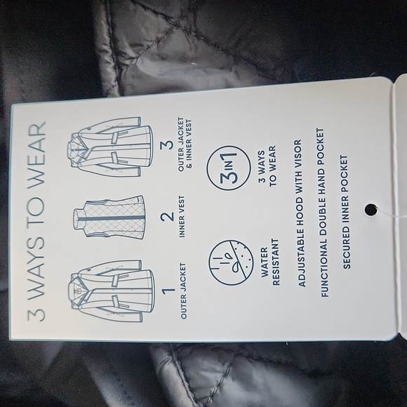 Lands End 3 in 1 Tan Water Resistant Jacket with Hood and Visor in Size Large - Picture 4 of 9